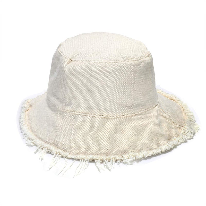 boderier Sun Hats for Women Summer Casual Wide Brim Cotton Bucket Hat Beach Vacation Travel Accessories (Beige) - Image 1